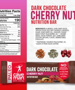 Caveman Nutrition Bars, Dark Chocolate, Cherry Nut, 12 Count, 16.9 Ounce, Friendly Paleo Bars, Excellent Value 12 Count (Pack of 1) 7 81FPeJQxyCL