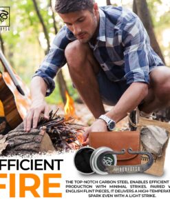 KonvoySG Carbon Steel Fire Striker, English Flint Stone & Char Cloth Traditional Hand Forged Fire Starter, Leather Gift Kit with Emergency Tinder Jute Bag Coyote Brown 13 81FRrH5D6cL