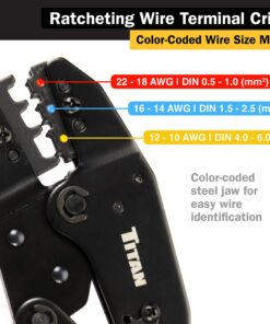 TITAN 11477 Ratcheting Wire Terminal Crimper Tool for Insulated Terminals, Fixed Jaw Crimper Fixed Jaw Crimper for Insulated Terminals 29 81FSEeYeL
