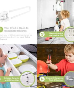 Sliding Cabinet Locks (4-Pack) 8 inch, Multi-Purpose Child Safety Lock by Skyla Homes - No Tools or Drilling Required, Best for Baby Proofing, Strong ABS Free Plastic Knob Cover 8 Inch (Pack of 4) 14 81FTAE4UjrL