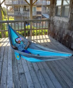 Wise Owl Outfitters Camping Hammock - Camping Essentials, Portable Hammock w/Tree Straps, Single or Double Hammock for Outside, Hiking, and Travel Blue & Grey Medium 34 81FVU QXMFL