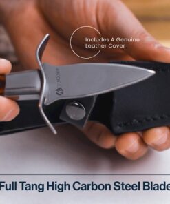 HiCoup Oyster Shucking Knife and Glove Kit - Clam and Oyster Knife Shucker Set with Stainless Steel Seafood Opener Tool, Wood Handle and Gloves 36 81FZyvP8sdL