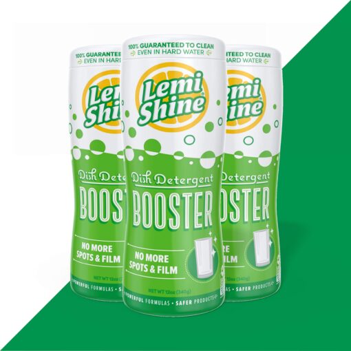 Lemi Shine Dish Detergent Booster, Hard Water Stain Remover, Multi-Use Citric Acid Cleaner (12 oz Container, 3 Pack Bundle) 1 12 Ounce (Pack of 3)