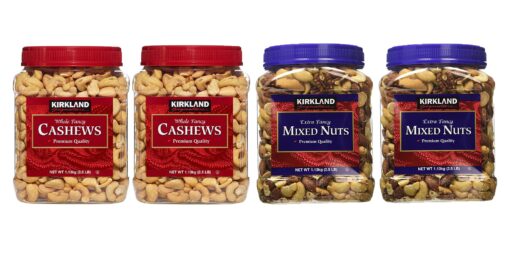 Kirkland Signature Cashews and Mixed Nuts Bundle - Includes Kirkland Signature's Two Whole Fancy Cashews (2.5 LB each) and Two Extra Fancy Mixed Nuts (2.5 LB each)