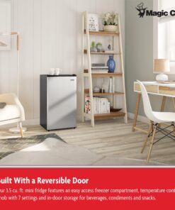 Magic Chef MCBR350S2 Compact Refrigerator with Manual Defrost, Small Refrigerator for Compact Spaces, 3.5 Cubic Feet, Silver Stainless Steel 12 81FdJnYp9bL