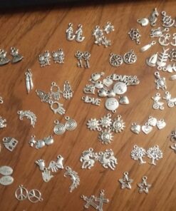 RUBYCA 160Pcs Assorted Mixed Silver Charms Pendants for Bracelets Jewelry Making Crafting Supplies, Tibetan Silver Color Charms, Just Like The Picture (Mix5) Mix 5 160 PCS 37 81FeSLikspL