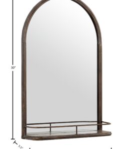 Amazon Brand – Stone & Beam Modern Round Arc Iron Hanging Wall Mirror With Shelf, 30 Inch Height, Dark Bronze 25 81Fh96PQ3SL