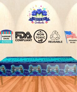 Blue Orchards Video Game Table Cover (Neon Blue) - Pack of 3-54"x108" XL - Gamer Party Supplies, Gamer Themed Decorations, Party Decorations for Boys, Retro Gamer Party Video Game (Neon Blue) 6 81FjKuXUScL