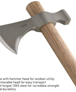 CRKT Woods Chogan Tomahawk Axe: RMJ T-Hawk Lightweight Outdoor Camping Axe with Hammerhead, Forged Carbon Steel Blade, and Hickory Wooden Handle 2730 29 81FkETnybyL