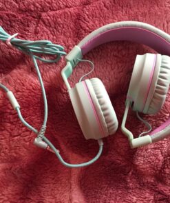 Kids Headphones, AILIHEN I35 On-Ear Headphones for School, 93dB Headphones Boy Girl, 3.5mm Wired Mic for Chromebook, Laptop (Green/Purple) Blue 47 81Fky DlsL