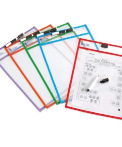 Learning Resources Write and Wipe Pockets, 5 Colorful Classroom Dry Erase Pockets, Ages 3+ 12 81FlNOe8ioL