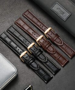 iStrap Leather Watch band Alligator Grain Calfskin Replacement Strap Stainless Steel Buckle Bracelet for Men Women-18mm 19mm 20mm 21mm 22mm 24mm-Black Brown Brown-Rose Gold Buckle 21 81FmDph62L 1