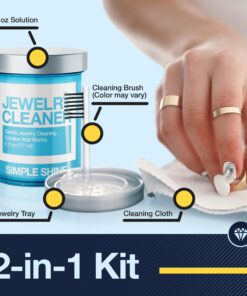 Complete Jewelry Cleaning Kit Polishing w/Cloth, Brush and Jewelry Cleaner Solution for all Jewelry. Gold, Silver, Diamond Ring Cleaner, Earring, Fine & Fashion Cleaning Made in the USA Gentle Jewelry Kit 38 81FnSHDDt6L