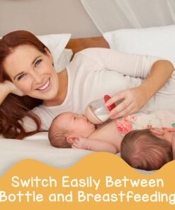 mimijumi Baby Bottle (2 pcs.) Very Hungry 8 oz Bottle with Slow Flow, Lighter Nipple - Medical Grade Silicone Anti-Colic Baby Bottles for Breastfed Babies - Newborns 0-6 Months 8oz (Slow Flow) 43 81FnTGPphL