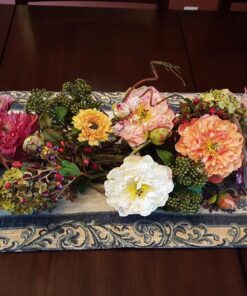 Nearly Natural 4665 Mixed Mini Peony Centerpiece Silk Flower Arrangement,10"D x 34"W x 6.5"H 10"D x 34"W x 6.5"H 45 81FrqvirnVL