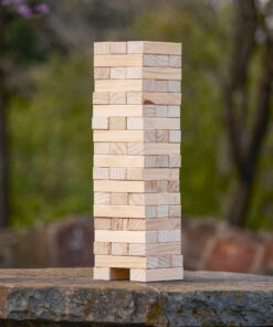 Yard Games Giant Tumbling Timbers with carrying case starts at 2.5-feet tall and builds to 5-feet 30 Inch Natural 29 81Ft0MBokSL