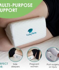 Cushy Form Knee Pillow for Side Sleepers - Standard Orthopedic Wedge Leg Pillow for Sleeping and Hip & Lower Back Pain - Contour Memory Foam Cushion for Pregnancy, Washable Cover & Travel Bag, White 32 81FtStEE3GS