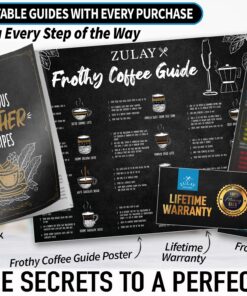 Zulay Kitchen Powerful Milk Frother Handheld Foam Maker for Lattes - Whisk Drink Mixer for Coffee, Mini Foamer for Cappuccino, Frappe, Matcha, Hot Chocolate by Milk Boss (Black) Midnight Black 26 81Fu7RTpgLL