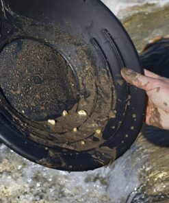 SE 14 Inch Gold Panning Pan - Three Riffles for Easier Mining and Prospecting, Black, 4 Pack 6 81FvUFVDgDL