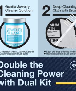 Complete Jewelry Cleaning Kit Polishing w/Cloth, Brush and Jewelry Cleaner Solution for all Jewelry. Gold, Silver, Diamond Ring Cleaner, Earring, Fine & Fashion Cleaning Made in the USA Gentle Jewelry Kit 34 81FxI9tJPiL