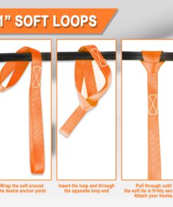 Cartman 6 Pack 1"x18" Soft Loop Motorcycle Tie Down Straps 3600lbs Load Capacity Tie-Down Loops for Secure Trailering of Bikes, ATV, Lawn Equipment, Orange 6pk Orange 22 81FyaneDcPL
