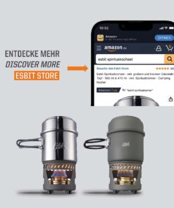 Esbit CS985HA 5-Piece Lightweight Trekking Cook Set with Brass Alcohol Burner Stove 5 - Piece Cook Set Only 18 81G03NFZPLL