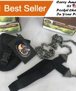 Sportsman Pocket Chainsaw 36 Inch Long Chain With Fire Starter Best Compact Folding Hand Saw Tool for Survival Gear, Camping, Hunting, Tree Cutting or Emergency Kit. Replaces Your Pruning & Pole Saw 40 81G0Sr3annL