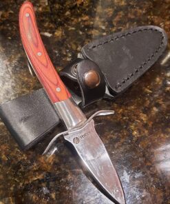 HiCoup Oyster Shucking Knife and Glove Kit - Clam and Oyster Knife Shucker Set with Stainless Steel Seafood Opener Tool, Wood Handle and Gloves 47 81G1rHHmw4L