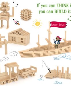 Brain Blox Natural Wooden Blocks for Kids Ages 4-8 - Montessori Blocks for Hands-on Learning - STEM and Architecture for Kids (100 Building Blocks) 14 81G6GRI74OL