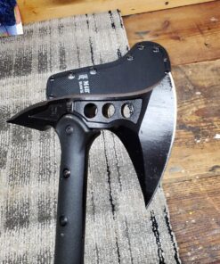 M48 Tactical Tomahawk Military Axe - Black Color | 3 ⅞” Cast Stainless Steel Combat Axe with Piercing Spike | Nylon Cord Wrapped Fiberglass Handle | Camping and Tactical Gear | 15” Length 52 81G6Y28n8lL