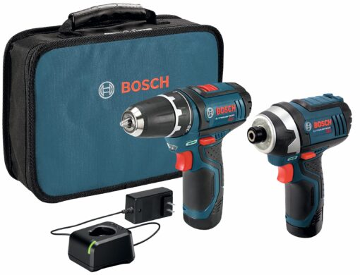 BOSCH CLPK22-120 12V Max Cordless 2-Tool 3/8 in. Drill/Driver and 1/4 in. Impact Driver Combo Kit with 2 Batteries, Charger and Case,Blue 12V Kit