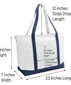 DALIX 23" Premium 24 oz. Cotton Canvas Shopping Tote Bag Navy Blue 27 81G8zXB0nRL