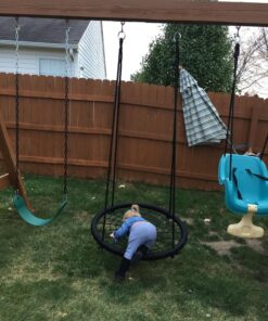 M & M Sales Enterprises MM00124Web Riderz Outdoor Swing N' Spin- Safety Rated to 600 lb, 39 inch Diameter, Adjustable Hanging Ropes, Ready to Hang and Enjoy as a Family, Black 49 81G9ai3jlGL