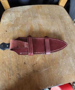 Wolfklinge Damascus Steel Bowie Knife for Outdoor Enthusiasts - Full Tang Micarta Handle, Flat Edge Blade, Leather Sheath DCX17-57 48 81GC959by6L