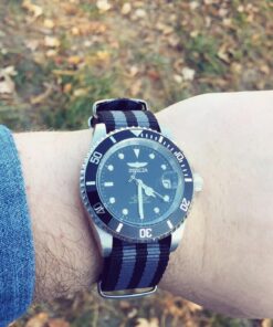 Benchmark Basics Nylon Watch Band - Waterproof Ballistic Nylon One-Piece Military Watch Straps for Men & Women - Choice of Color & Width - 18mm, 20mm, 22mm or 24mm Black / Grey Bond Striped 28 81GEJqtf zL