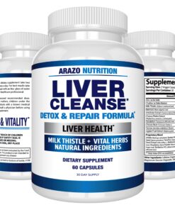 Arazo Nutrition Liver Cleanse Detox & Repair Formula – Milk Thistle Herbal Support Supplement: Silymarin, Beet, Artichoke, Dandelion, Chicory Root 27 81GGvPBQo7L