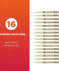 SAKURA Pigma Micron Fineliner Pens - Archival Black and Colored Ink Pens - Pens for Writing, Drawing, or Journaling - Black and Colored Ink - 05 Point Size - 16 Pack Colors may vary 13 81GGxYX5p8L