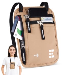 Travel Neck Wallet with RFID Blocking, Travel Neck Pouch Passport Holder for Women and Men Keep Valuables Safe One Size Desert Sand 27 81GHkQ8bVJL