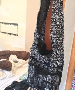 Thai Hippie Bag Hippie Elephant Sling Cross Body Bag Purse Zip Pocket A Zip Inside Pocket Handmade Color Black 34 81GI5r29hgL