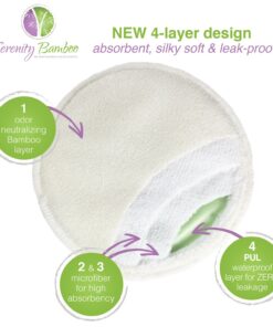 Washable Organic Bamboo Nursing Pads 8 Pack Colors (4 Pair) with Laundry Bag - Natural and Reusable, Ultra Soft, and Super Absorbent for The Ultimate Luxury Breast Pad - by Serenity Bamboo 12cm - Extra Thick Colors 21 81GIFb6b3L
