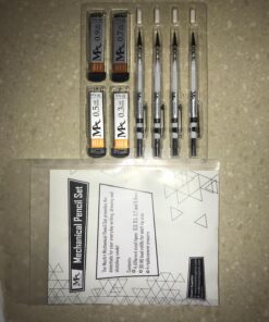 MozArt Mechanical Pencil Set with Case - 4 Sizes: 0.3, 0.5, 0.7 & 0.9mm with 30 HB Lead Refills Each & 4 Eraser Refills -Sketch, Drafting, Art, Drawing Supplies (Clear) Clear 65 81GIVYABGIL