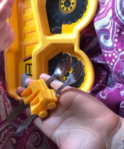 Funwares Engaging Kids' Dinnerware Set: Durable, Divided Plate, Ideal for Picky Eaters, Educational Mealtime, Easy Cleaning, Gift for Toddlers Dump Truck 15 81GIe8HFW1L