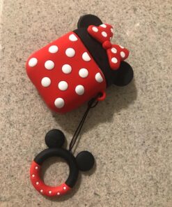 iFiLOVE Compatible with Airpods Case, Cute Cartoon Airpods Cover, Minnie Mouse Soft Silicone Shockproof Protective Case Cover Skin with Ring Buckle Holder for Apple Airpods 1 & 2 Charging Case(#2) #2 42 81GJOKBVi9L