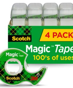 Alternative view of Scotch Magic Tape, Invisible, Repair Christmas Cards and Use as Holiday Gift Wrap Supplies for Christmas, 4 Tape Rolls With Dispensers