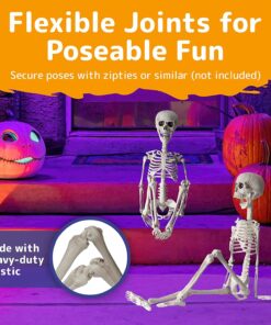 Prextex Skeleton Halloween & Day of The Dead Decoration for Home and Office - 19 Inch Posable Plastic Small Skeleton Toy Halloween Décor with Movable / Bendable Joints and 2 Sets of Body Accessories 19 inches 20 81GJdO1O1kL