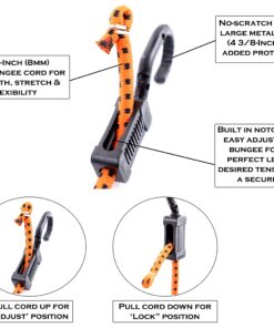 Alternative view of Kotap MABC-48 All- Purpose Adjustable Bungee Cords with Hooks, 48-Inch, Orange/Black, 10 Count 48 Inch