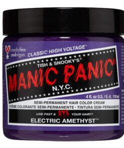 MANIC PANIC Electric Amethyst Purple Hair Dye - Classic High Voltage - Semi Permanent Bright Purple Hair Color With Violet And Blue Undertones - Vegan, PPD & Ammonia Free (4oz) 4 Fl Oz (Pack of 1)