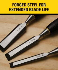 STANLEY Chisel Set, 150 Series, Short Blade, Wood, 3-Piece (16-150) 15 81GWBBJ7y5L