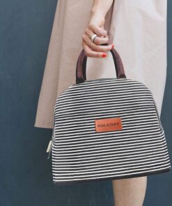 BALORAY Lunch/Tote Bag for Women Lunch Box Insulated Lunch Container Black white stripes M 23 81GWvMQjt2L