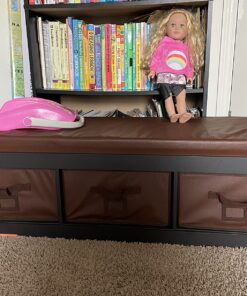 Badger Basket Kid's Padded Toy Storage Bench with Cushion and Three Fabirc Bins - Espresso Espresso/Espresso 26 81GYJLnhXIL